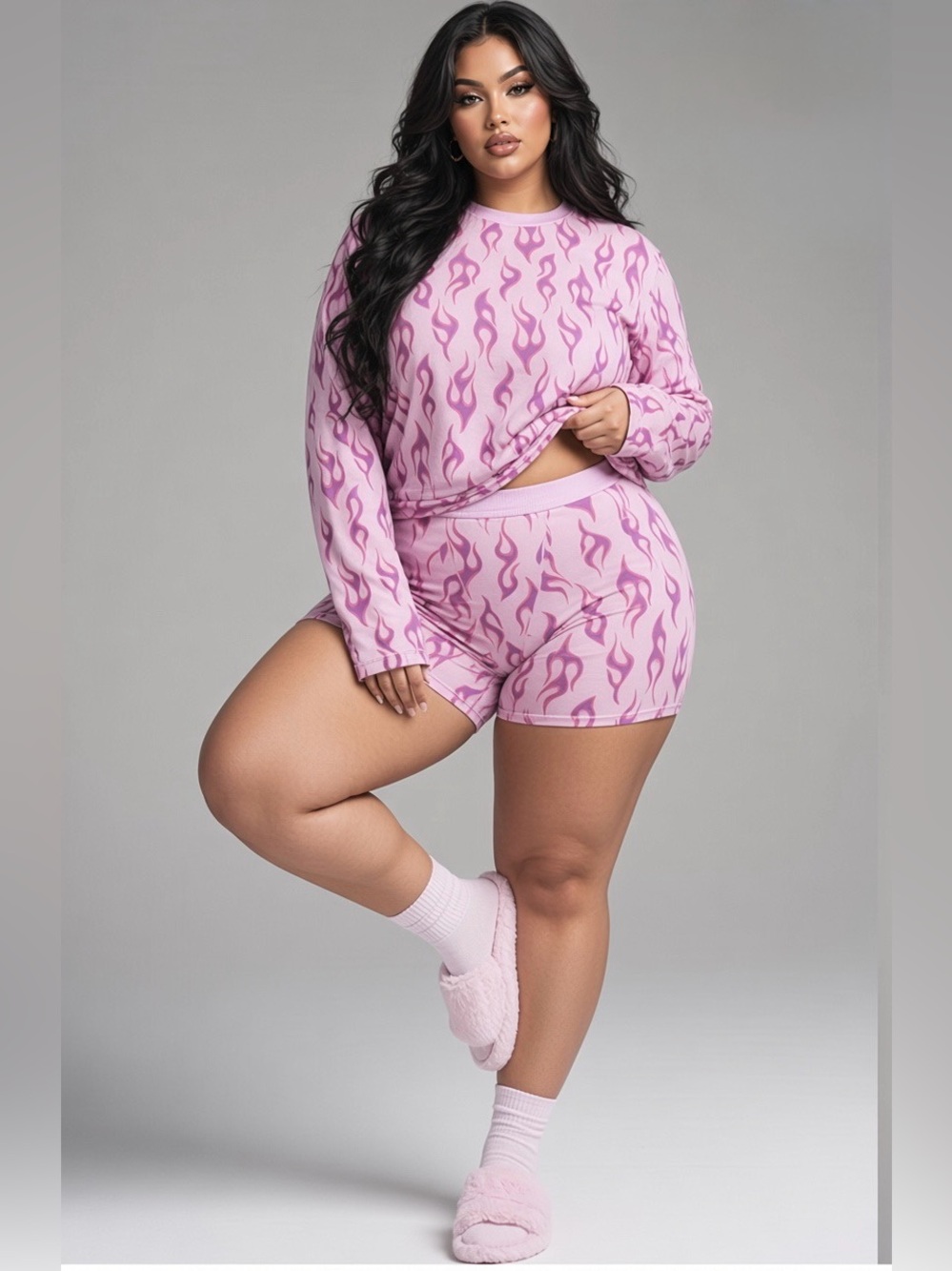 💗 SKIMS Boyfriend Long Sleeve & Boxer Set | Petal Flame | XL | EUC 🏷️